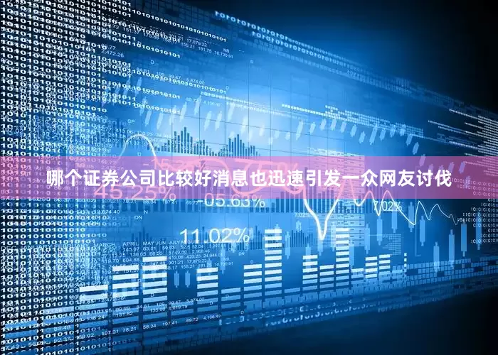 哪个证券公司比较好消息也迅速引发一众网友讨伐